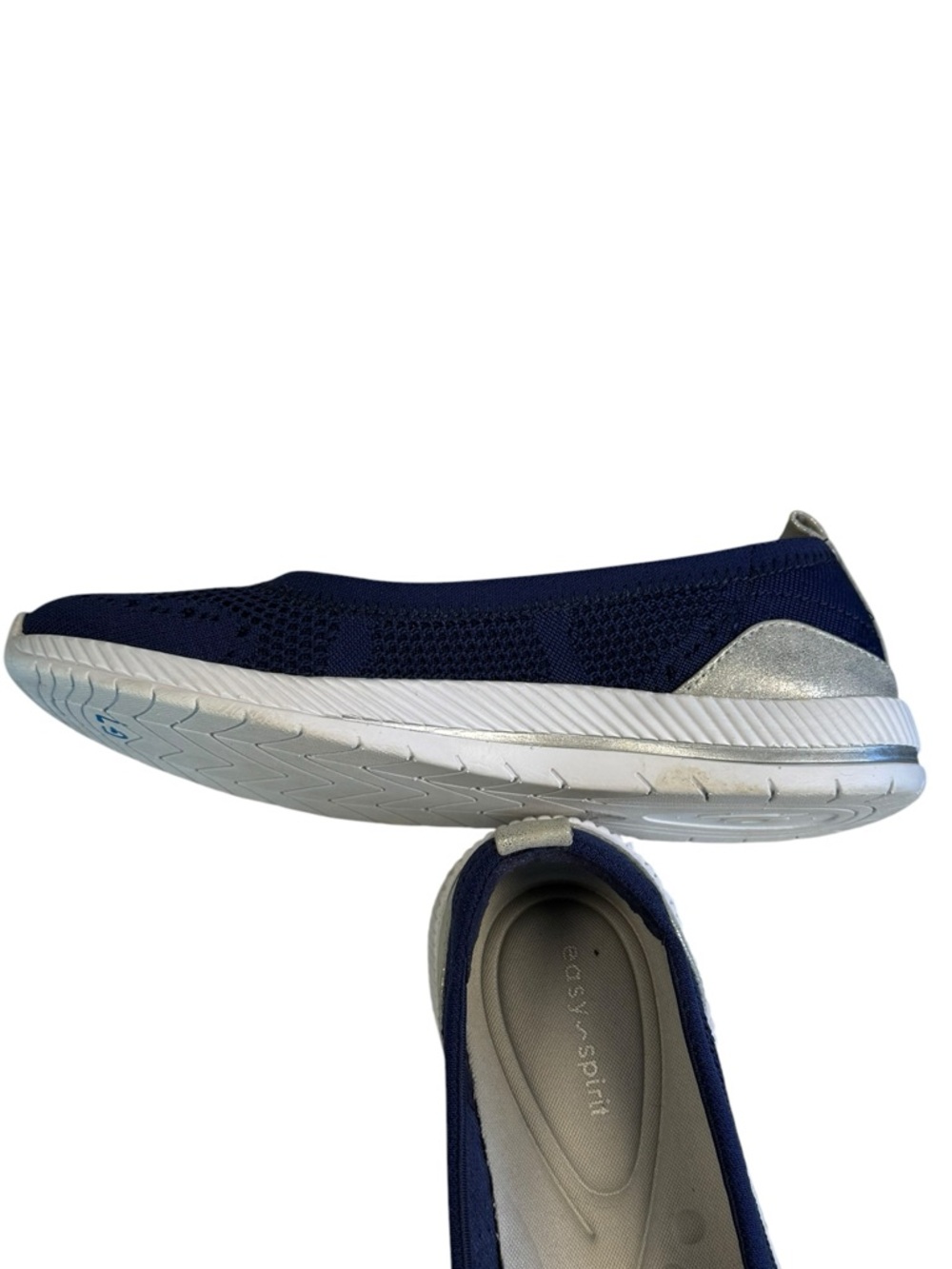 Easy Spirit Glitz Navy Knit Walking Slip On Sneaker Shoes Size  7 - Picture 10 of 11